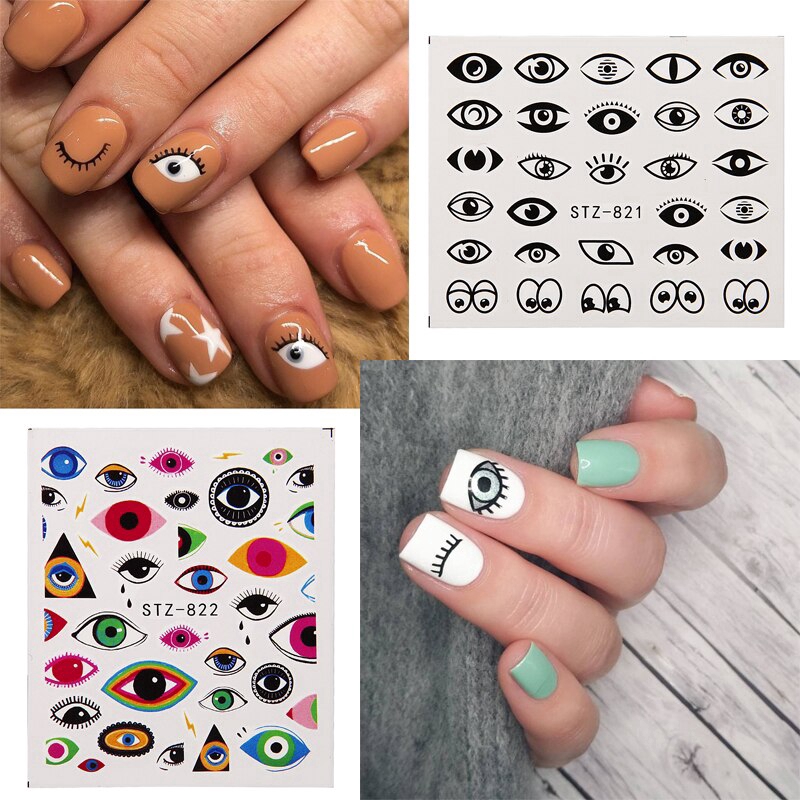 Sticker dán móng hình mắt phong cách cổ điển dễ thương