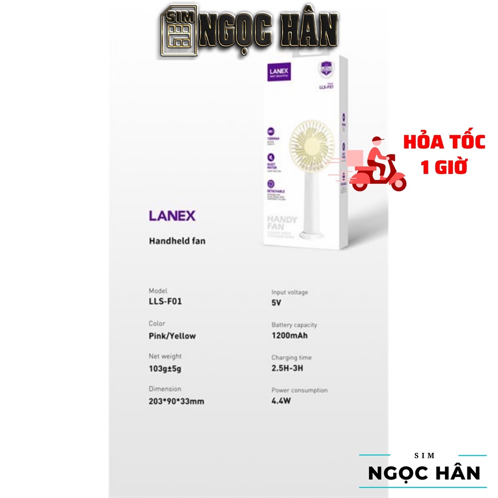 Quạt Mini Tích Điện Cầm Tay Hoco F11 & Lanex LLS-F01 & LLS S-5 - HOT 2020 Quạt Gió 3 Mức Độ -Pin Bền Nhỏ Gọn - Linh Hoạt