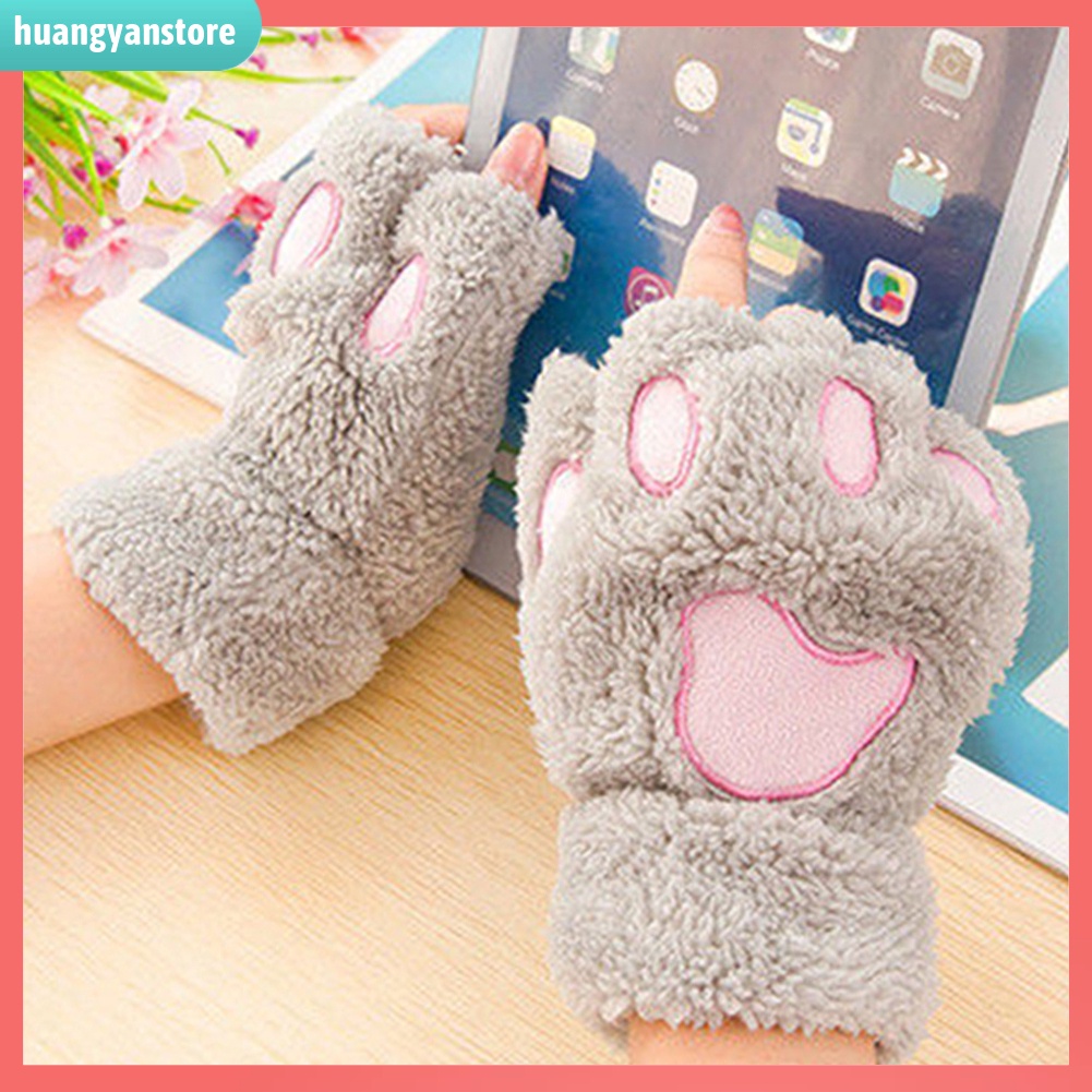 HY| Găng tay nửa ngón hình móng vuốt gấu đáng yêu cho nữ