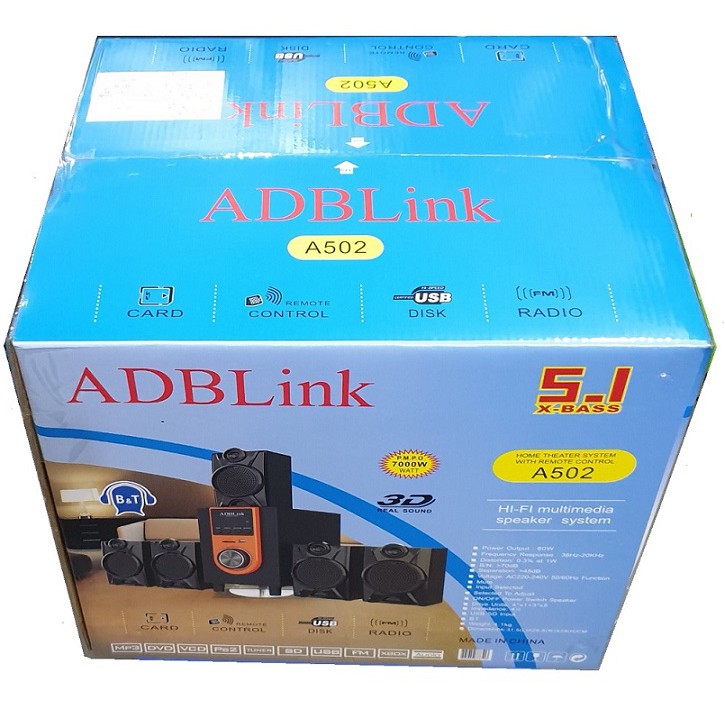 Loa Vi Tính 5.1 ADBLink A502( Bluetooth - FM , Thẻ Nhớ , Usb )