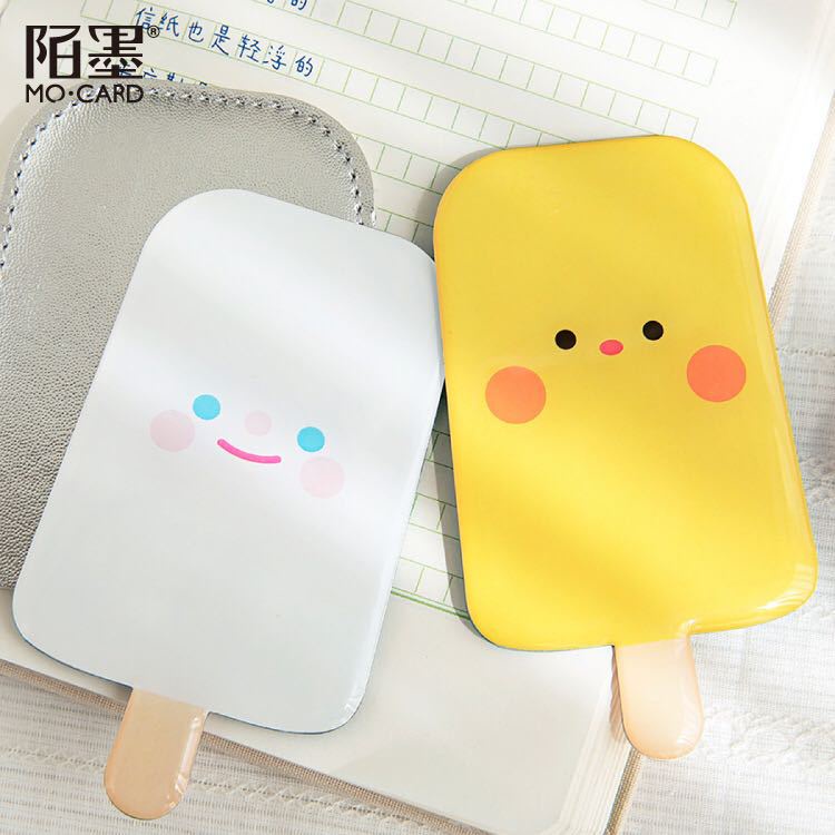 Gương cầm tay hình que kem đựng bao da