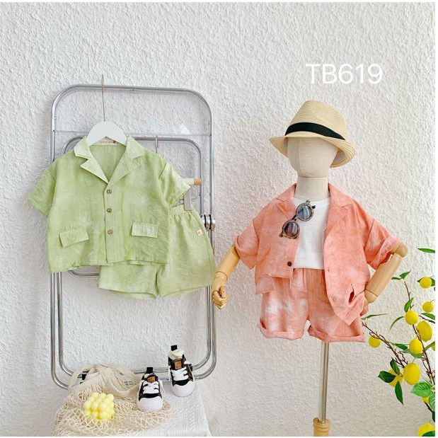 Bộ bé trai Bernie loang cổ vest chất đũi mềm mại cho bé từ 8-23kg