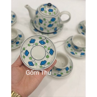 Bộ ấm chén vẽ tay hàng sứ Bát Tràng