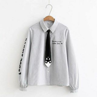 [FREESHIP ĐƠN 99K]_Áo sơ mi kẻ kèm cà vạt unisex