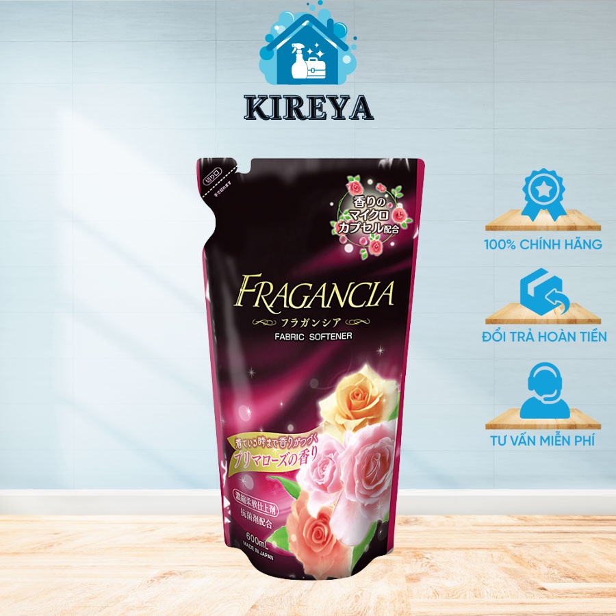 Nước xả vải quần áo Fragancia hương hoa hồng 600ml - Kireya