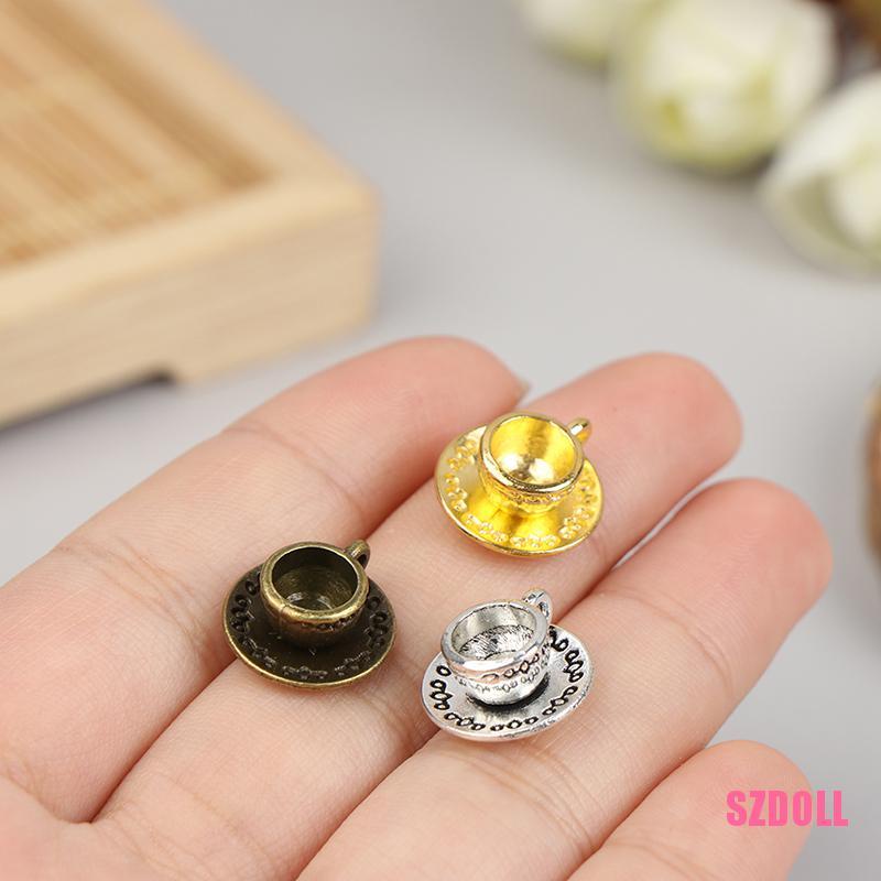 Set 5 Ly Trà Bằng Kim Loại Trang Trí Nhà Búp Bê