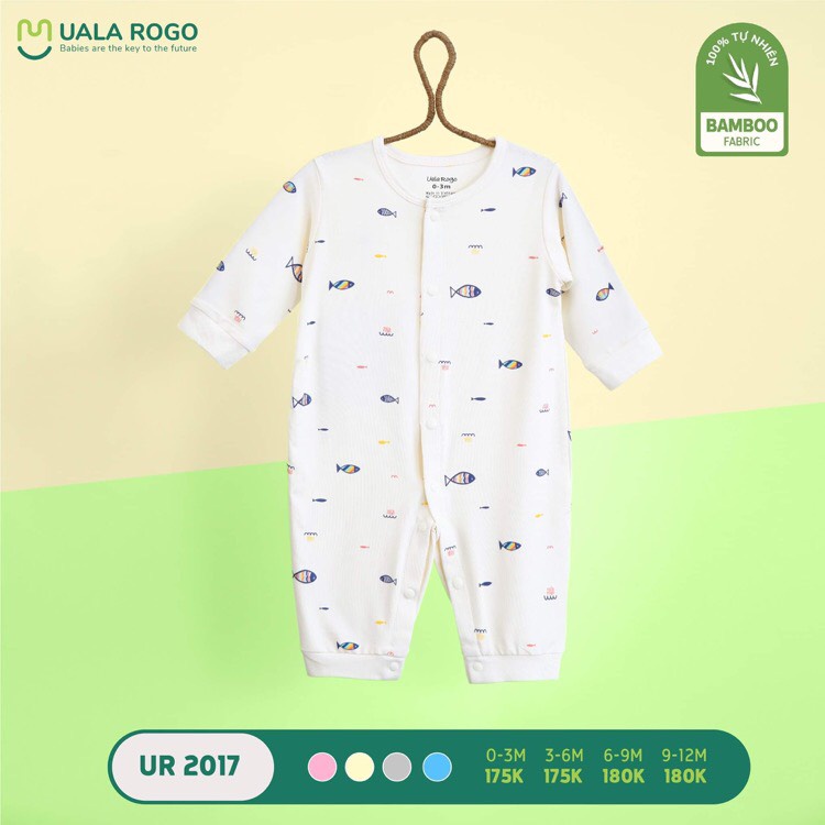 Bodysuit cho bé Uala rogo 0-12 tháng tay Lửng vải sợi tre Bamboo Fabric mềm mát gọn gàng cúc giữa ur 2017