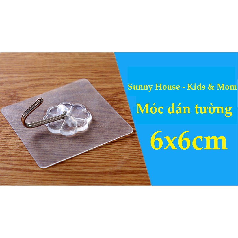 Móc Dán Tường Siêu Dính Trong Suốt Chịu Lực Tốt Treo Tường Chắc Chắn 6x6 cm