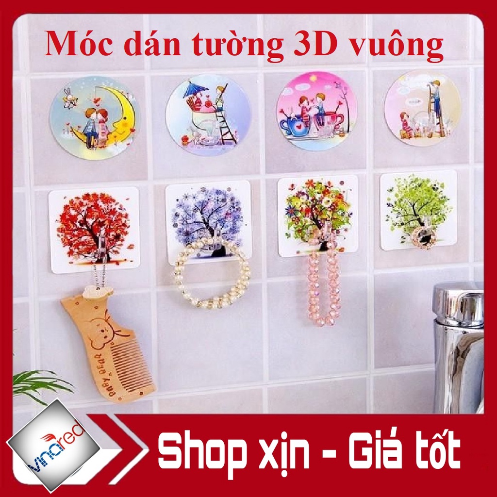 Móc Dán Tường Siêu Dính In Hình 3D Độc Đáo