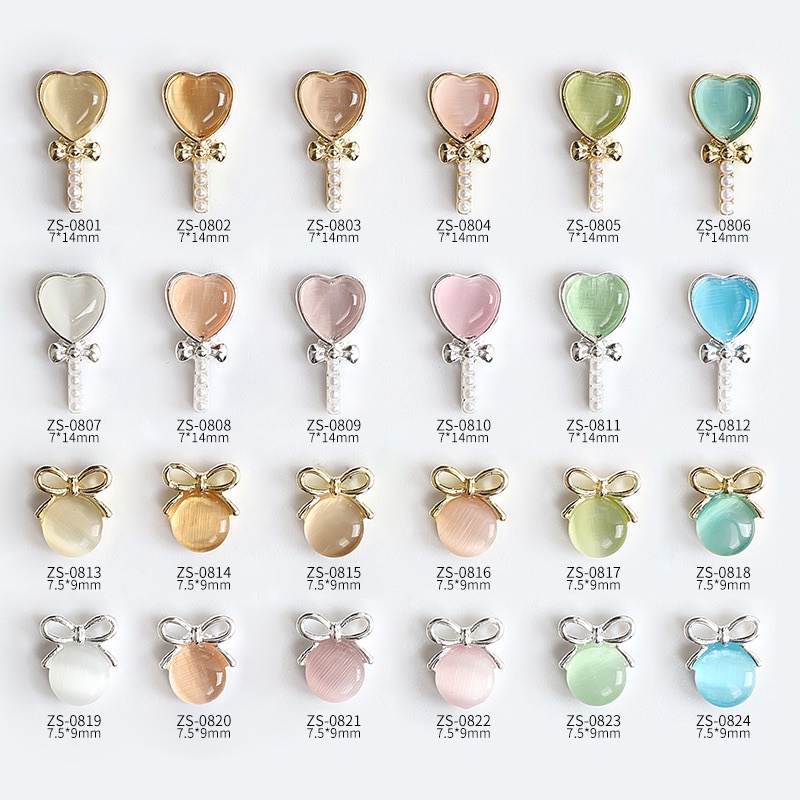charm tim đá viền bạc đủ màu,charm tim trang trí móng