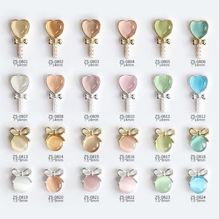 Charm tim đá viền bạc đủ màu,charm tim trang trí móng