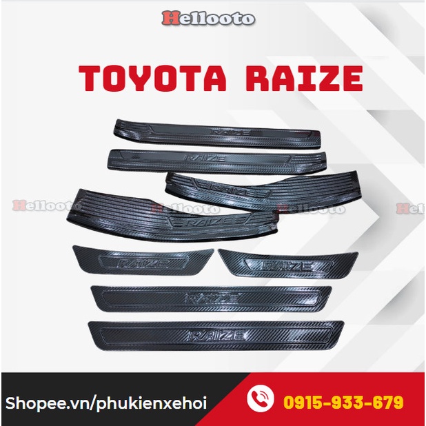Ốp Bậc Cửa, Nẹp Bước Chân Toyota Raize 2021-2022 Mẫu Carbon Cao Cấp + tặng keo trợ dính