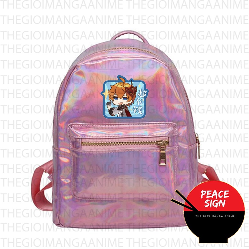 Balo hologram bạc in hình NHÂN VẬT GENSHIN IMPACT game chibi anime thời trang M2