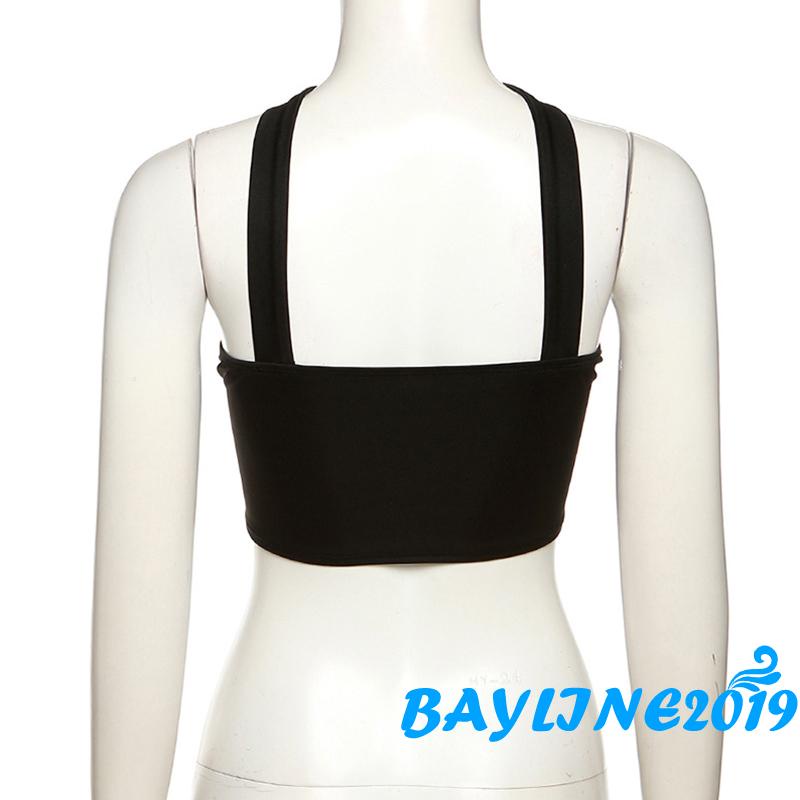 Bay-female Áo Croptop Hai Dây In Họa Tiết Chữ Cái Ngắn Màu Hồng Mùa Hè Size S / M / L