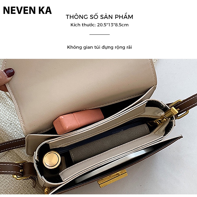 Túi Đeo Chéo Phối Màu Dáng Hộp Khóa Xoay Phong Cách Trẻ Trung Năng Động N0019