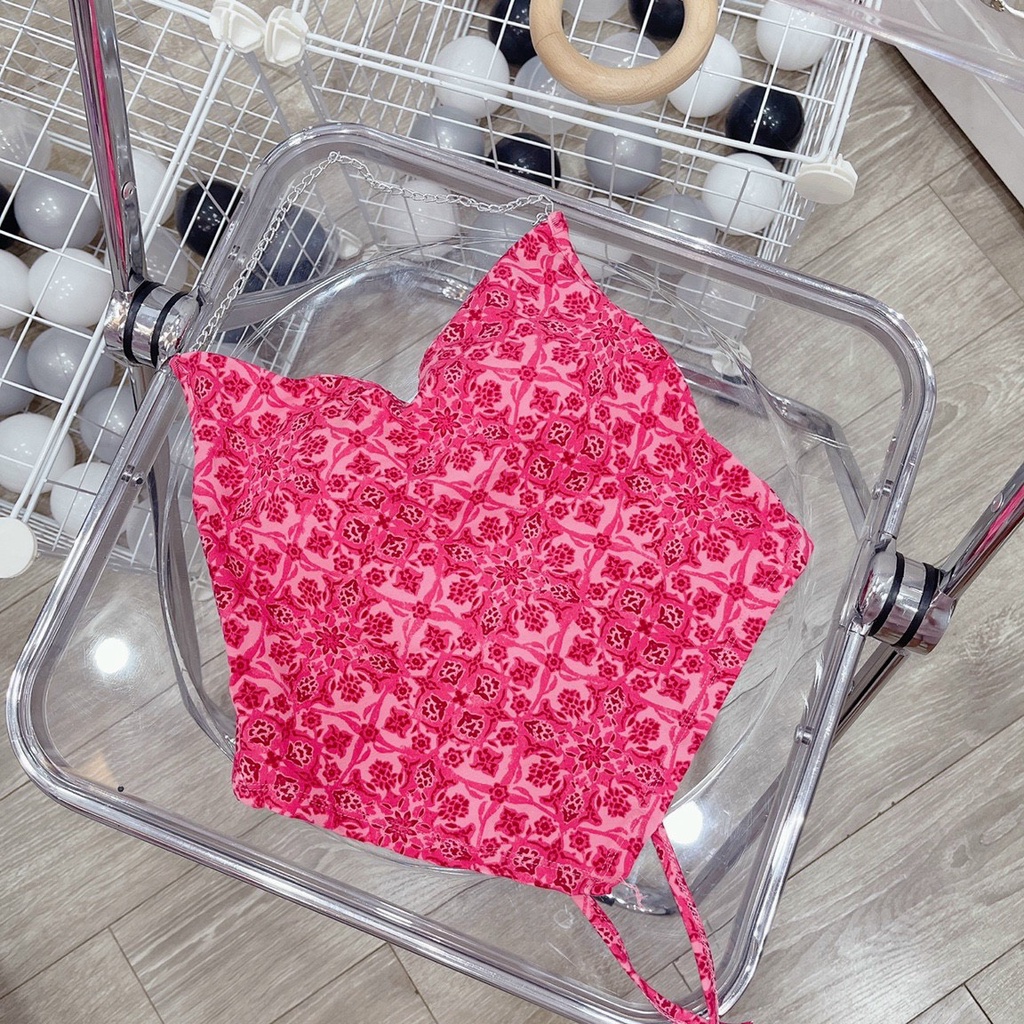 áo yếm xích đeo cổ họa tiết cột dây lưng hở sexy na