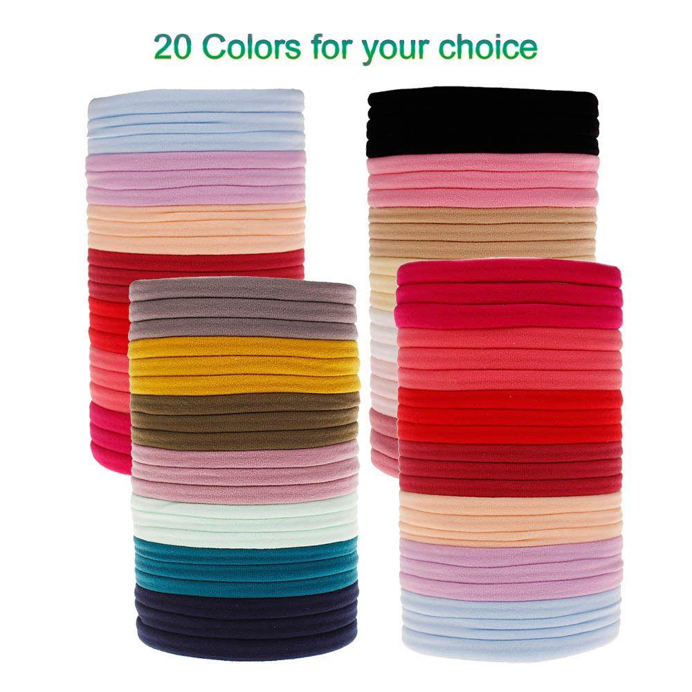 Bebetterm 10Pcs/lot Fashion Nylon Headband DIY Elastic Soft DIY Bows Hair Accessories