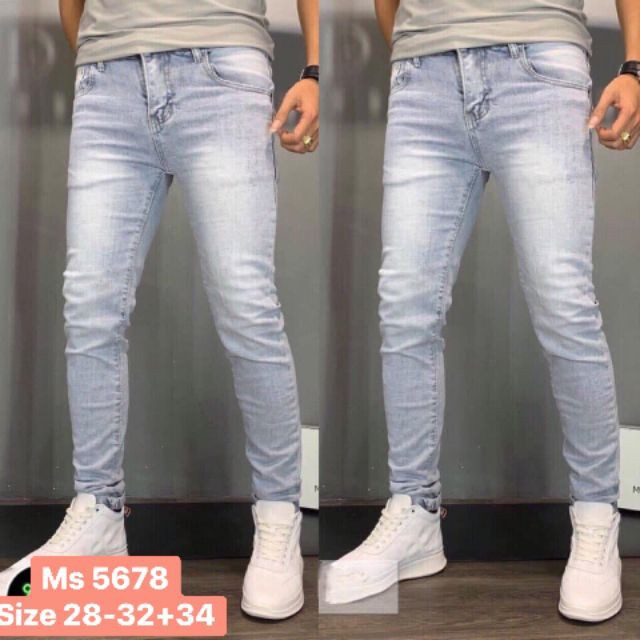 Quần jean nam cao cấp xanh bạc xước nhẹ 5678 không xù lông, không ra màu, chất giãn tốt 5678-1.280
