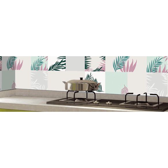 Decal dán bếp tráng nhôm chịu nhiệt - Họa tiết Lá Dương Xỉ 2 màu
