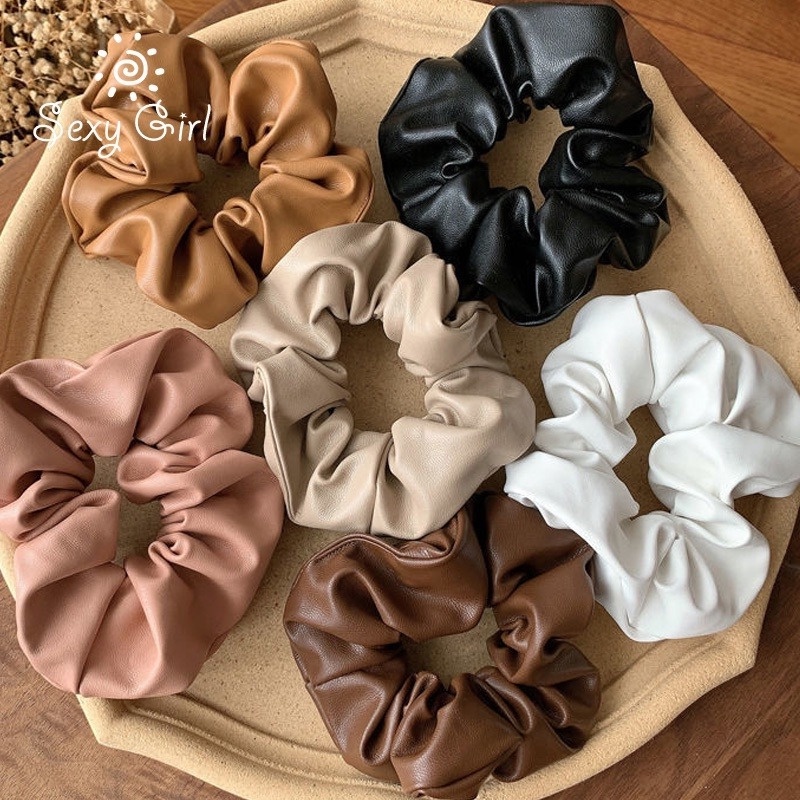 Dây cột tóc da PU co giãn phong cách Hàn Quốc độc đáo cho nữ