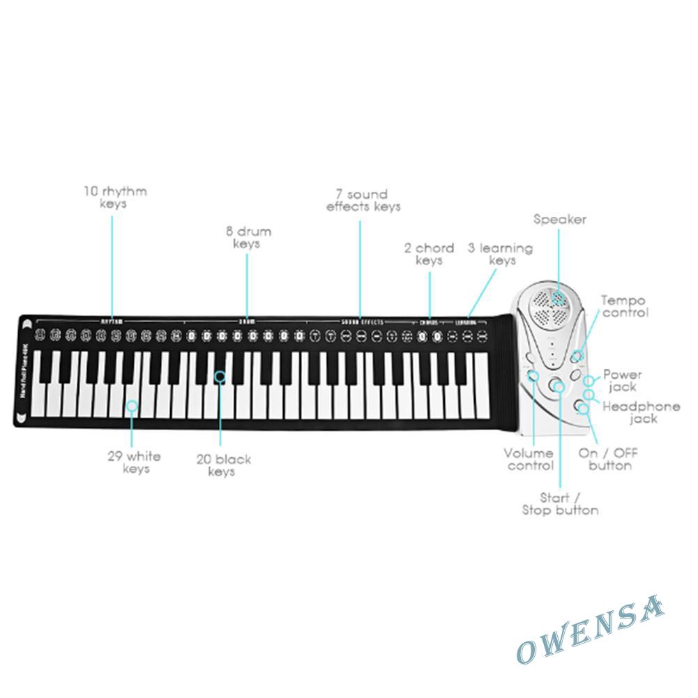 Bàn Phím Piano Điện 49 Phím Dạng Cuộn Bằng Silicon