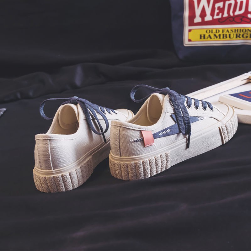 Giày Canvas Thiết Kế Cổ Thấp Màu Trắng Kiểu Dáng Trẻ Trung Năng Động | BigBuy360 - bigbuy360.vn