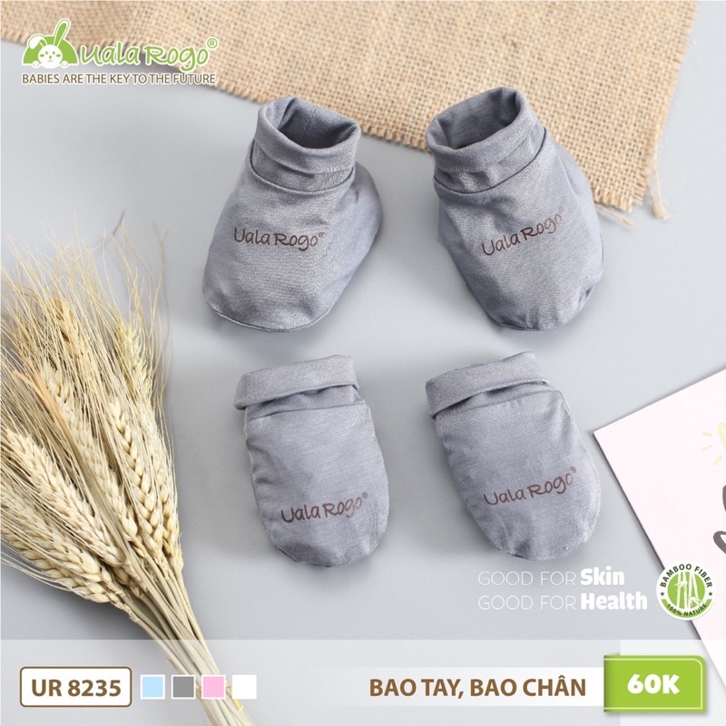 Set bao tay bao chân, mũ sơ sinh mềm mại Uala Rogo  [ babyboo]