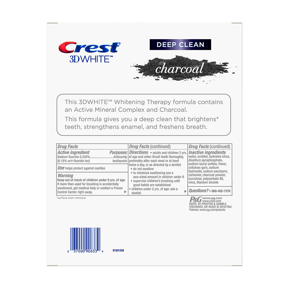Kem đánh răng than hoạt tính Crest 3D White Charcoal Toothpaste 116g x4  của Mỹ