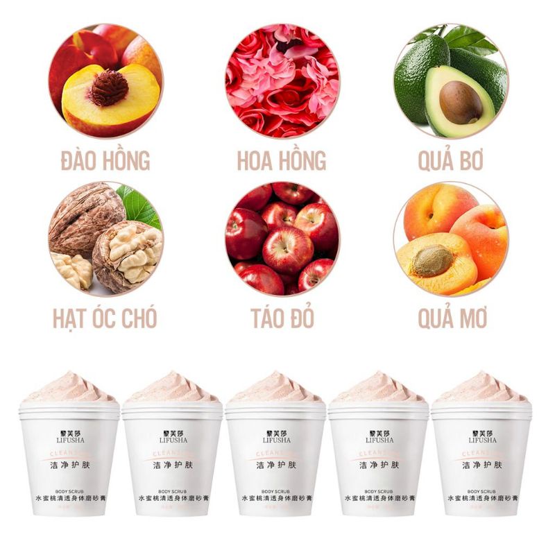 Tẩy da chết đào cho mặt và body Honey Peach Fenfi