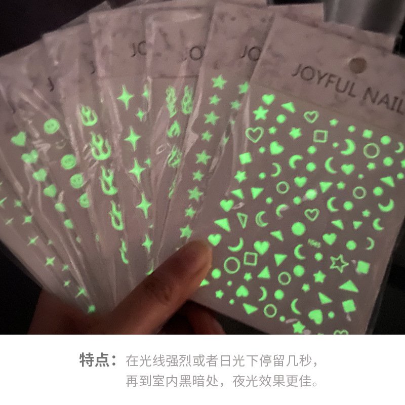 Hình dán dạ quang xinh xắn trang trí móng tay nghệ thuật