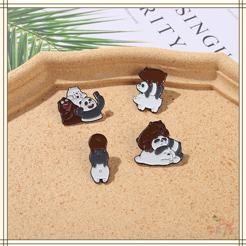 ★ Ghim Cài Áo Hình we bare bears - ice bear / grizzly / panda ★ 1 Huy Hiệu Gài Áo Hình Nhân Vật Hoạt Hình doodle