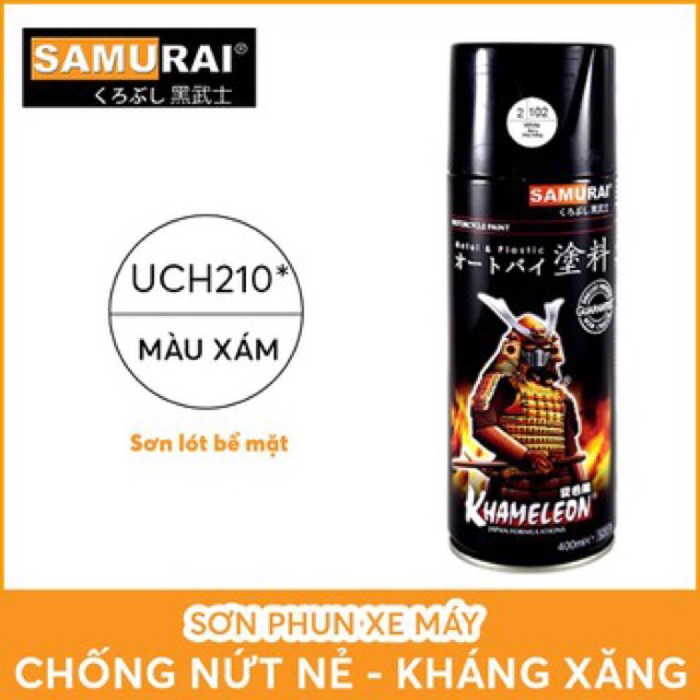 UCH210 _ Chai sơn lót sơn xe máy Samurai UCH210 1 thành phần  _Surfacer _ Shop uy tín, giao hàng nhanh, giá rẻ