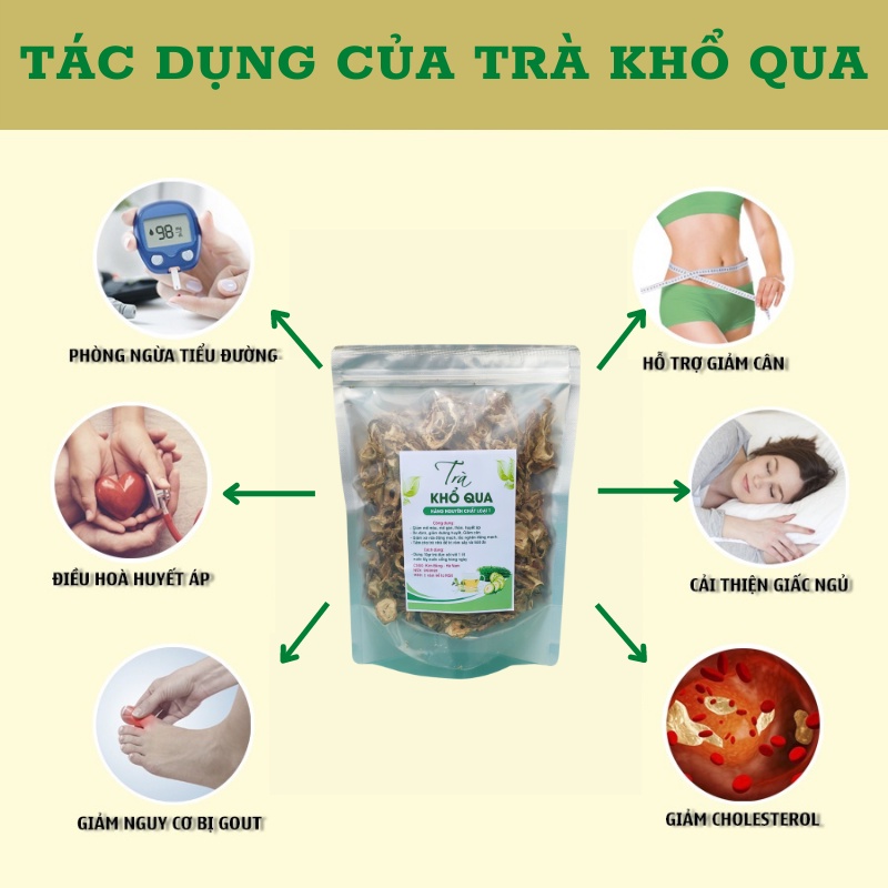 Trà khổ qua sấy khô, trà thảo mộc hỗ trợ người bị tiểu đường và giảm cân