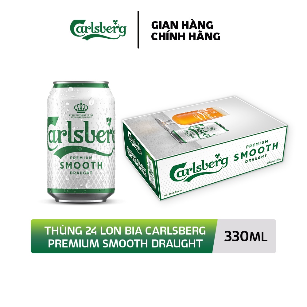 [Mã BMBAU50 giảm 7% đơn 99K] Thùng 24 lon bia Carlsberg Smooth 330mlx24