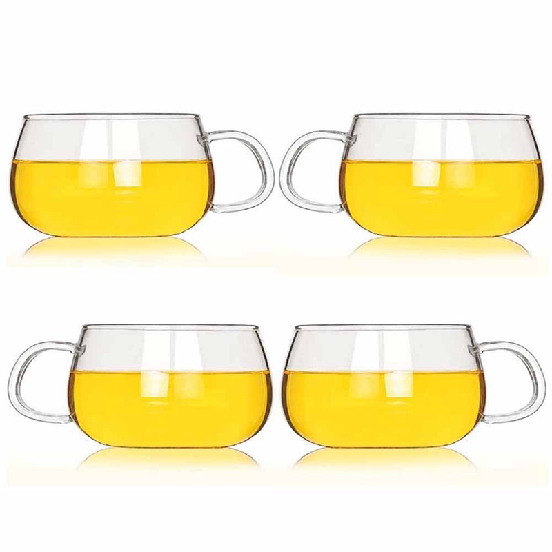 Thickened transparent round tea cup heat-resistant high borosilicate glass