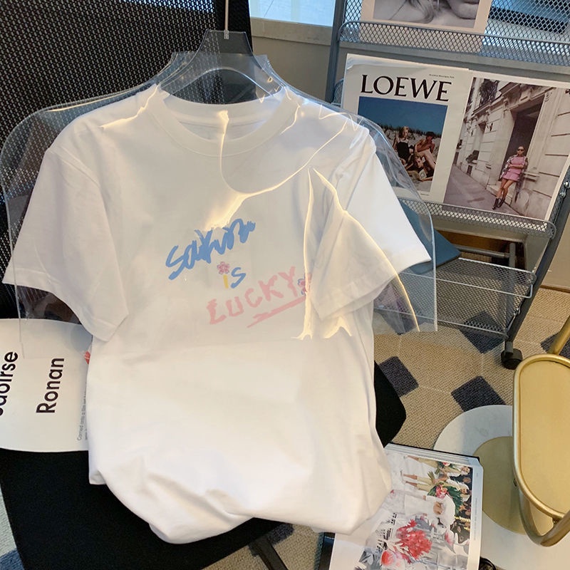 Áo Thun Tay Ngắn Dáng Rộng Họa Tiết Hoa Thời Trang Mùa Hè Phong Cách Hàn Quốc Mới Cho Nữ