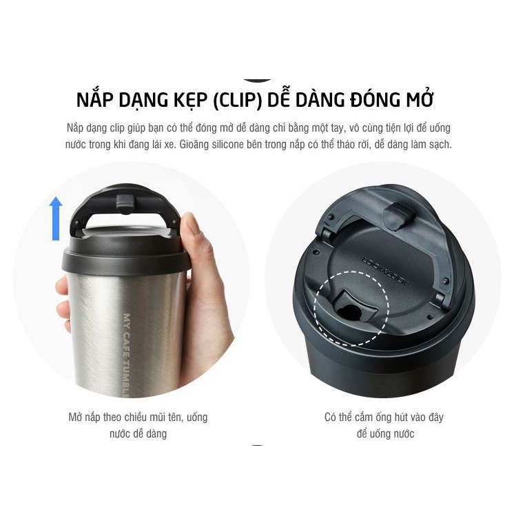 Cốc Giữ Nhiệt Bằng Thép Không Gỉ Lock & Lock Clip Tumbler 540ml LHC4151 / LHC4139SLV  - Hàng Chính hãng LHC4151 SLV