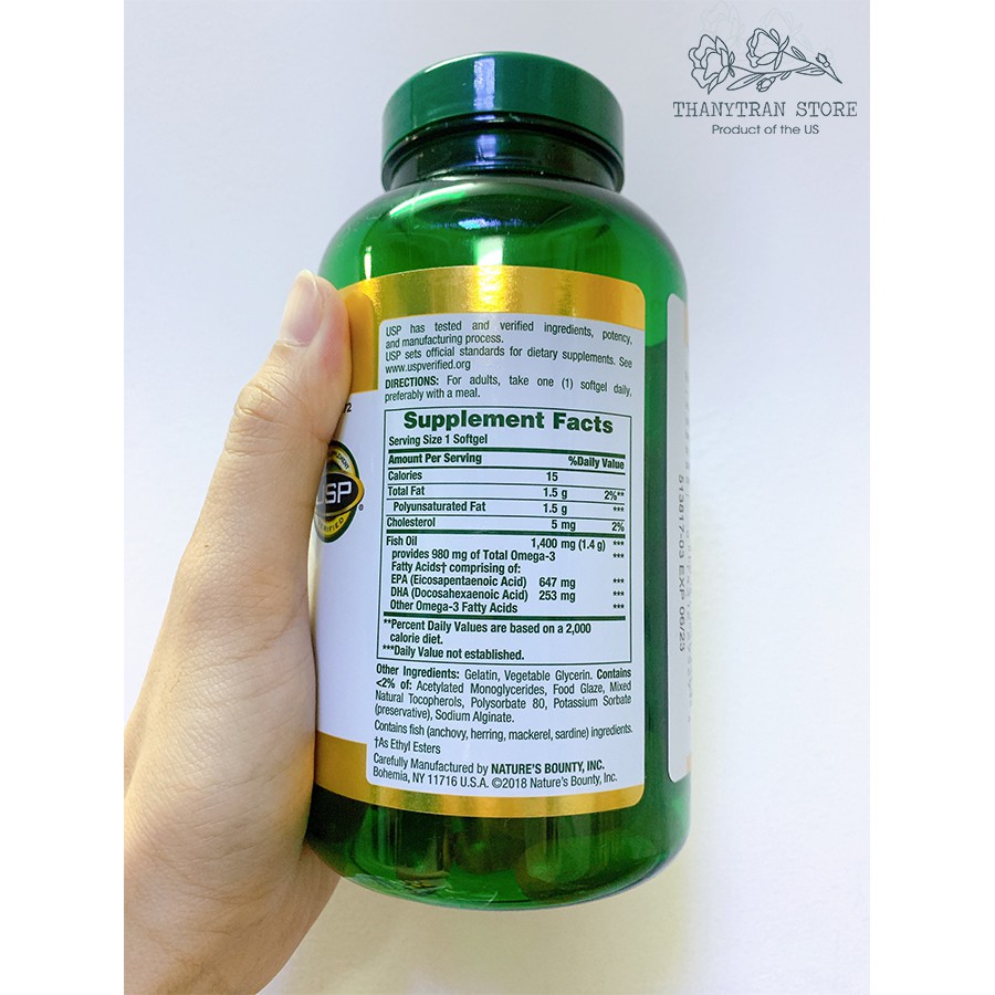 Dầu cá Nature's Bounty Fish Oil 1400mg 130 viên