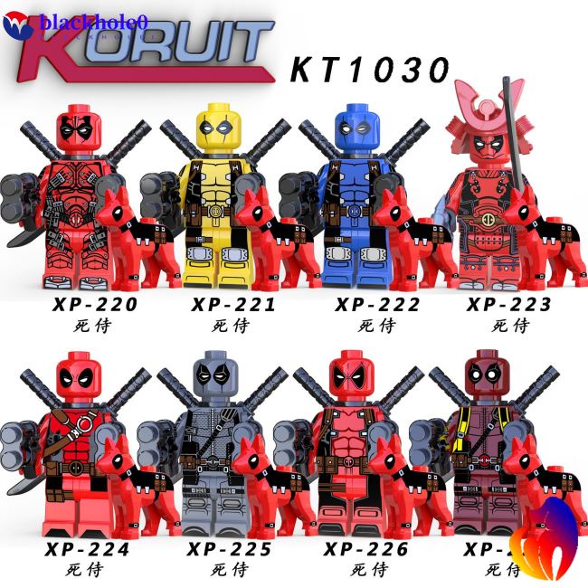 BH Red Color Deadpool with Dog Lego Compatible Minifigures DC Figurines Building Blocks Super Heroes Bricks Models Gifts