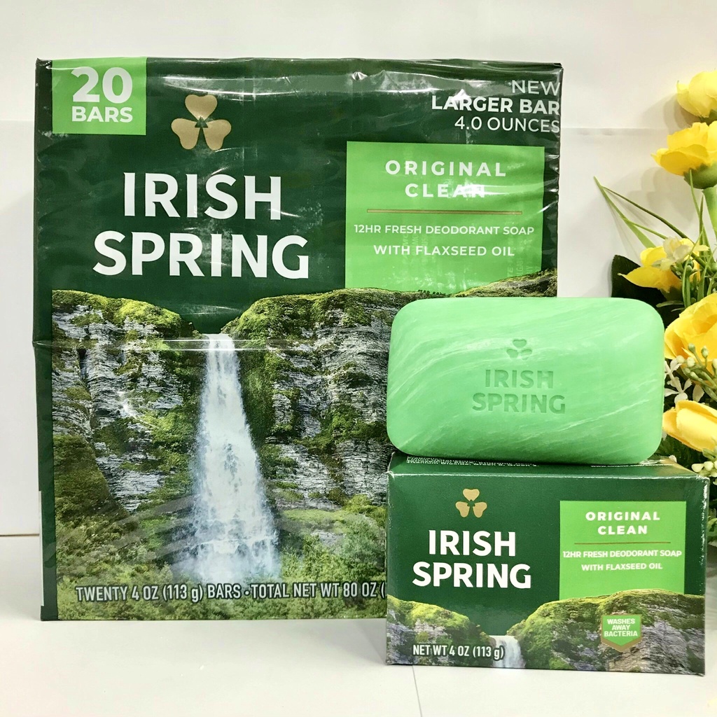 Lốc 20 Bánh Xà Phòng Xà Bông Tắm Irish Spring Mỹ 113g Thơm Sạch, Mềm Da