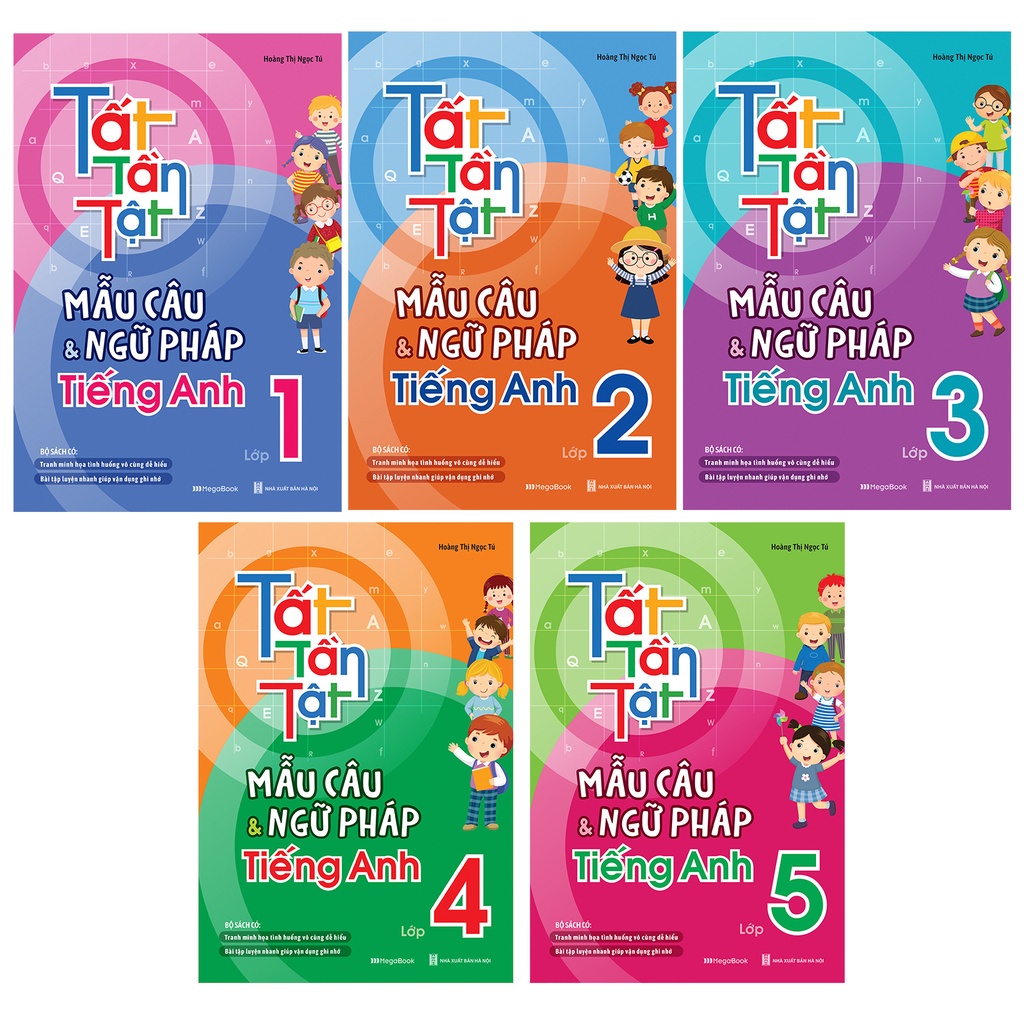 Sách Megabooks - Combo 5 Cuốn Tất Tần Tật Mẫu Câu Và Ngữ Pháp Tiếng Anh Lớp 1,2,3,4,5