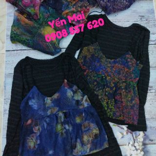 set áo yếm hoa kèm lót ( hình thật+ clip)
