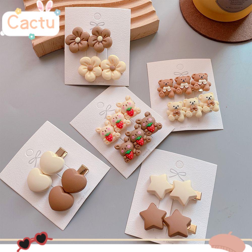 CACTU 2 Pcs Hair Accessories Hair Clips Girls Bear Hairpins Heart Star Cute Headwear Children Hairband