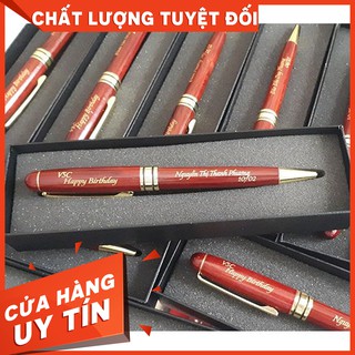 [KHẮC THEO YÊU CẦU] Bút gỗ Maple nâu đỏ HR1 - Xoay để viết
