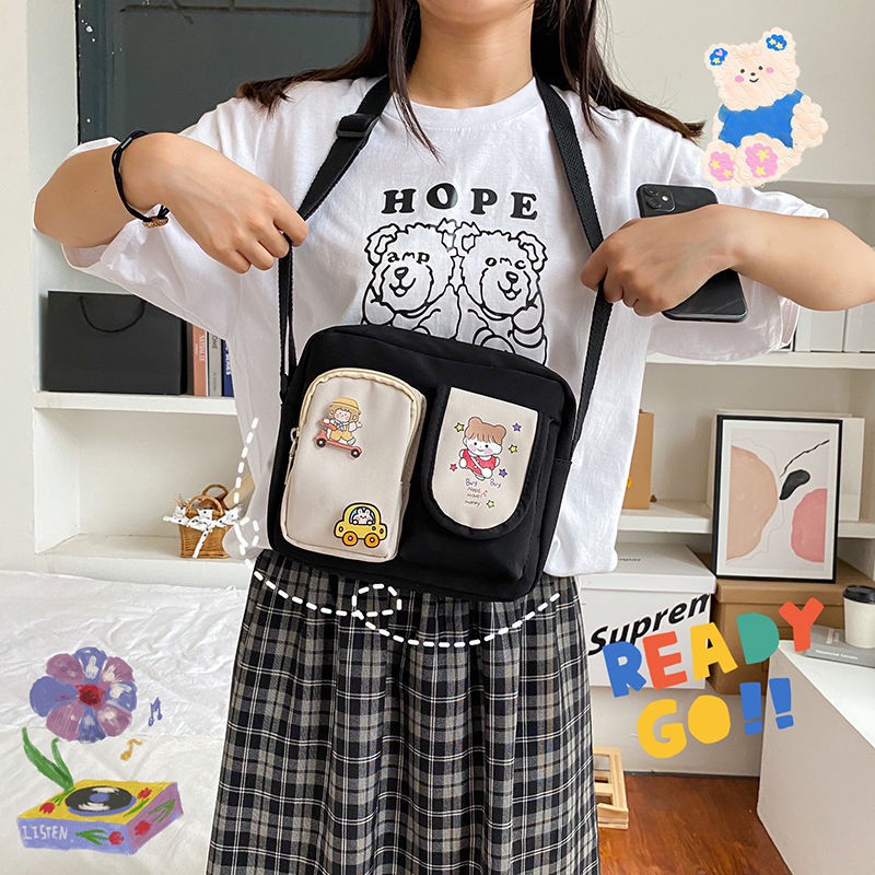 túi víTúi Xách Nữ2021Mới Chéo Xu Hướng Nhật Bản Hoang Dã Vải Túi Chéo Học Sinh Túi Xách
