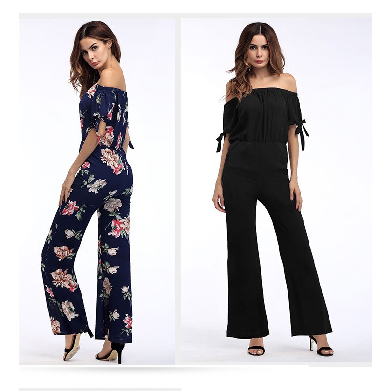 Jumsuit Trễ Vai Hoa