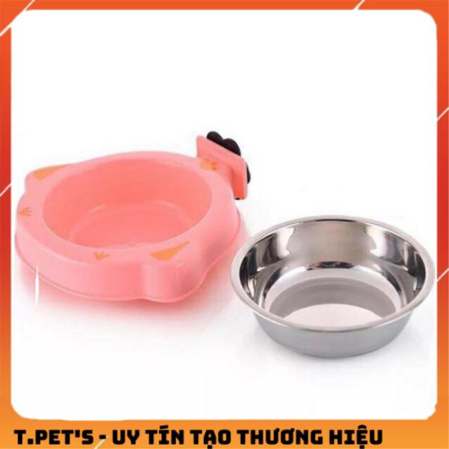 Bát ăn inox gắn chuồng cho thú cưng