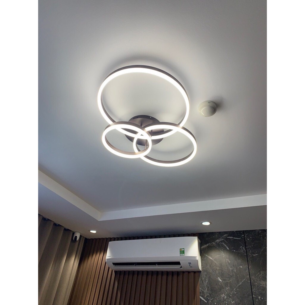 Đèn ốp trần 3 vòng hiện đại decor phòng khách,ngủ,bếp ăn,ánh sáng 3 màu kèm điều khiển từ xa