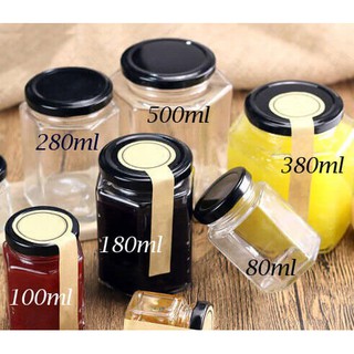 Combo hũ thủy tinh lục giác nắp thiếc: 20 hũ 500ml + 10 hũ 200ml + 5 hũ 100ml