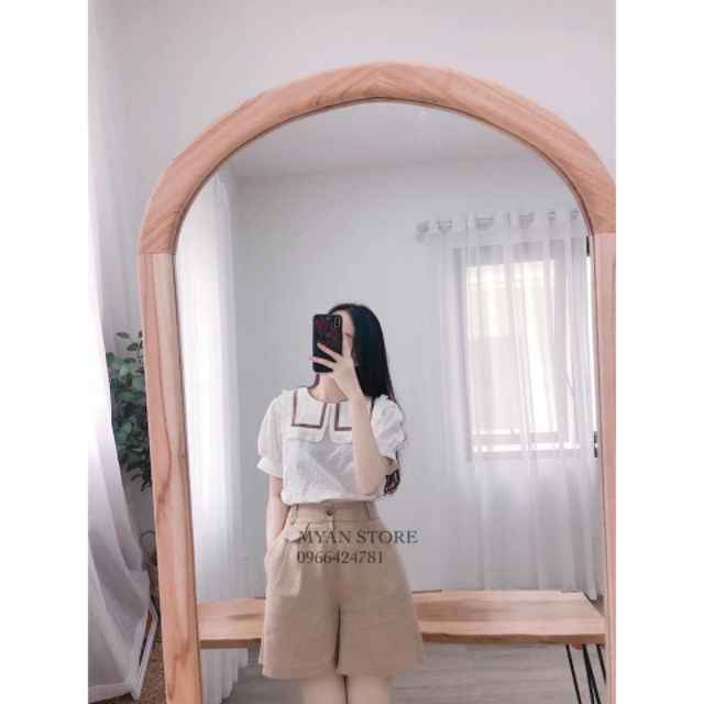 Áo Tay Cộc, Cổ Bèo Chất đũi mát.
